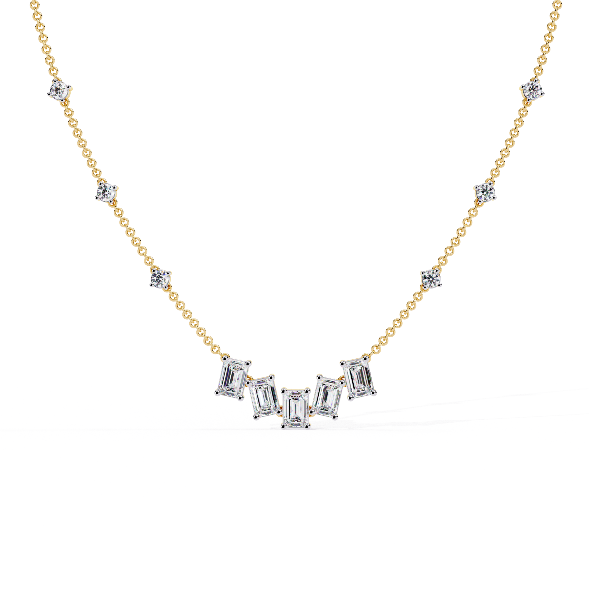 Solitairekart 3.28ct Emerald Cascade Natural Diamond Necklace-H Color, VS1 Clarity